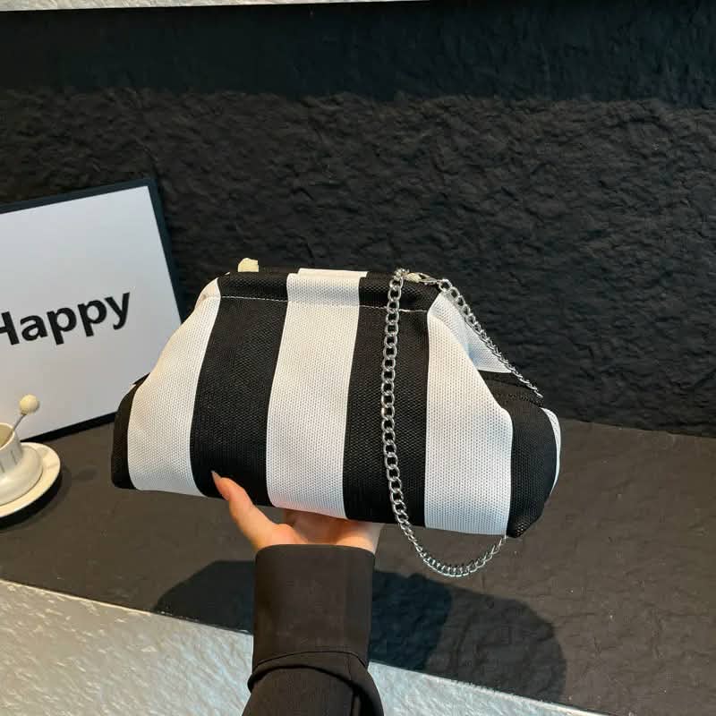 Stripe Crossbody Bag in Black