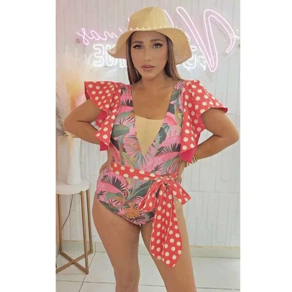 Coral Polka dot Swimsuit