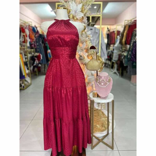 Nikki Red Halter Dress