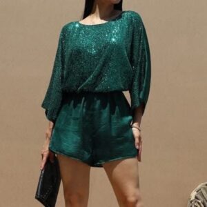 Emerald Green Sequence Romper