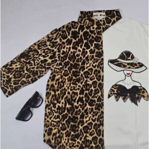 Button Down Animal Print Blouse
