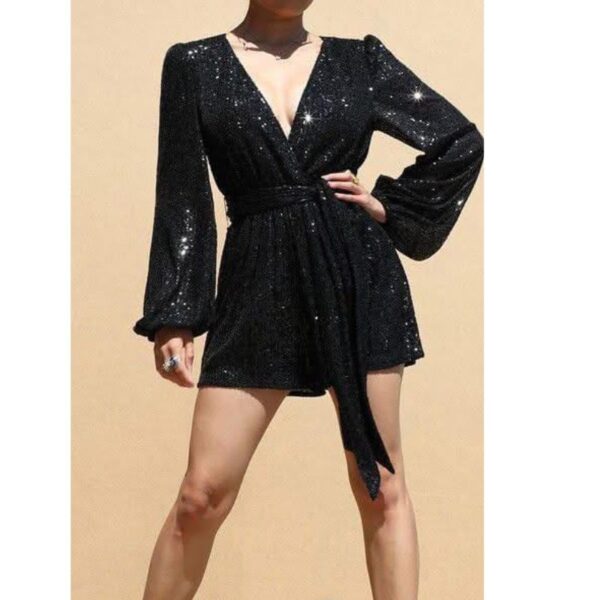 Black Sequence Romper