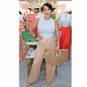 Patty Embroidery Pant In Beige